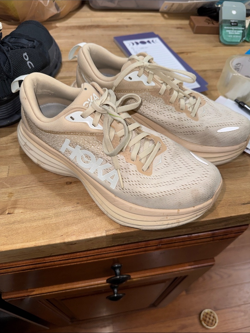 Hoka Women's Running Sneakers — Light Beige & Cream